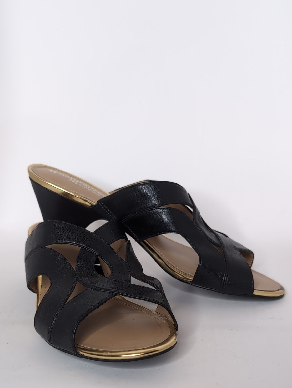 Naturalizer Black Open-Toe Slip-On Heeled Mules